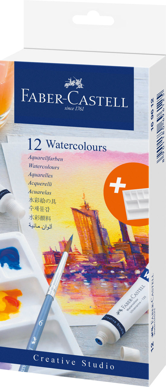 TEMPERA ACUARELE 12 CULORI 9ML + PALETA FABER-CASTELL TEMPERA ACUARELE 12 CULORI 9ML + PALETA FABER-CASTELL
